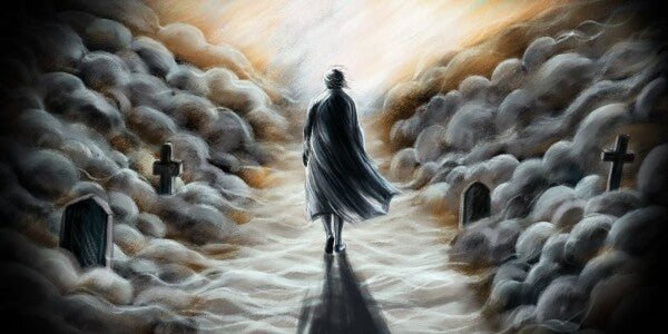 Acrylglas-Wandbild, Motiv "Angehörige auf dem Weg ins Ungewisse"
